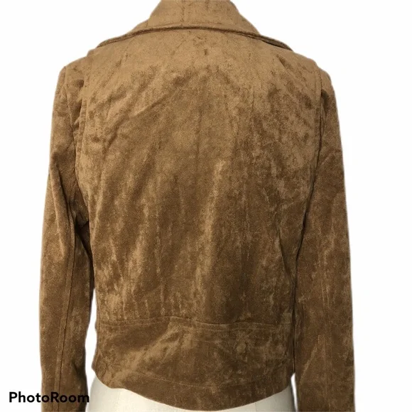 Lulus Suede With Love Tan Suede Moto Jacket. No rages, inside tag is cut - Picture 6 of 9